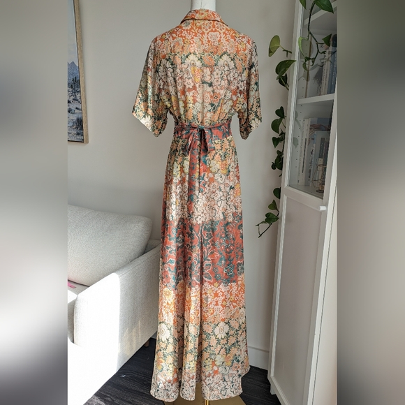 Moulinette Soeurs Printed Silk Maxi Dress sz 6 - Picture 2 of 14